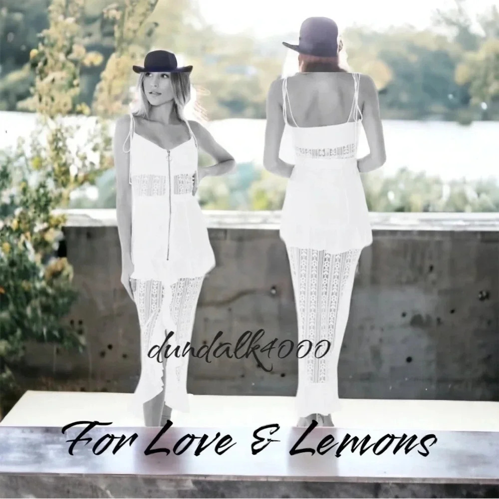 For Love & Lemons Lovebird Lace Ruffle Midi Dress S - Picture 4 of 4